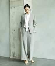 FMDAD25360 MICHEL KLEIN(ミッシェルクラン) [セットアップ対応]ノーカラージャケット ネイビー
