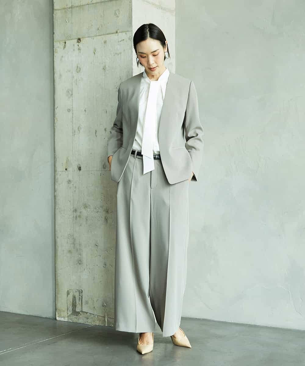FMDAD25360 MICHEL KLEIN(ミッシェルクラン) [セットアップ対応]ノーカラージャケット ネイビー