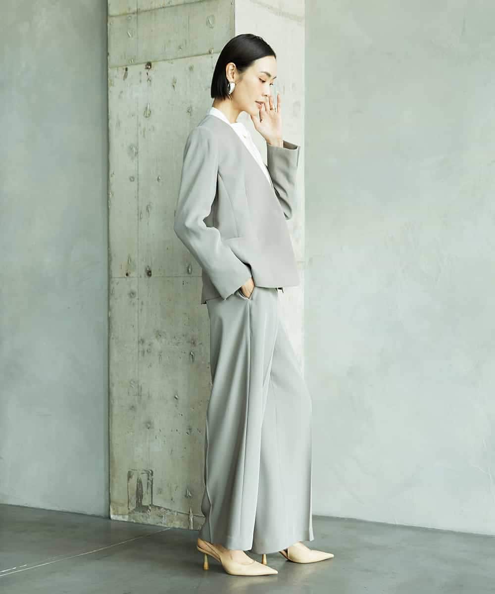FMDAD25360 MICHEL KLEIN(ミッシェルクラン) [セットアップ対応]ノーカラージャケット ネイビー