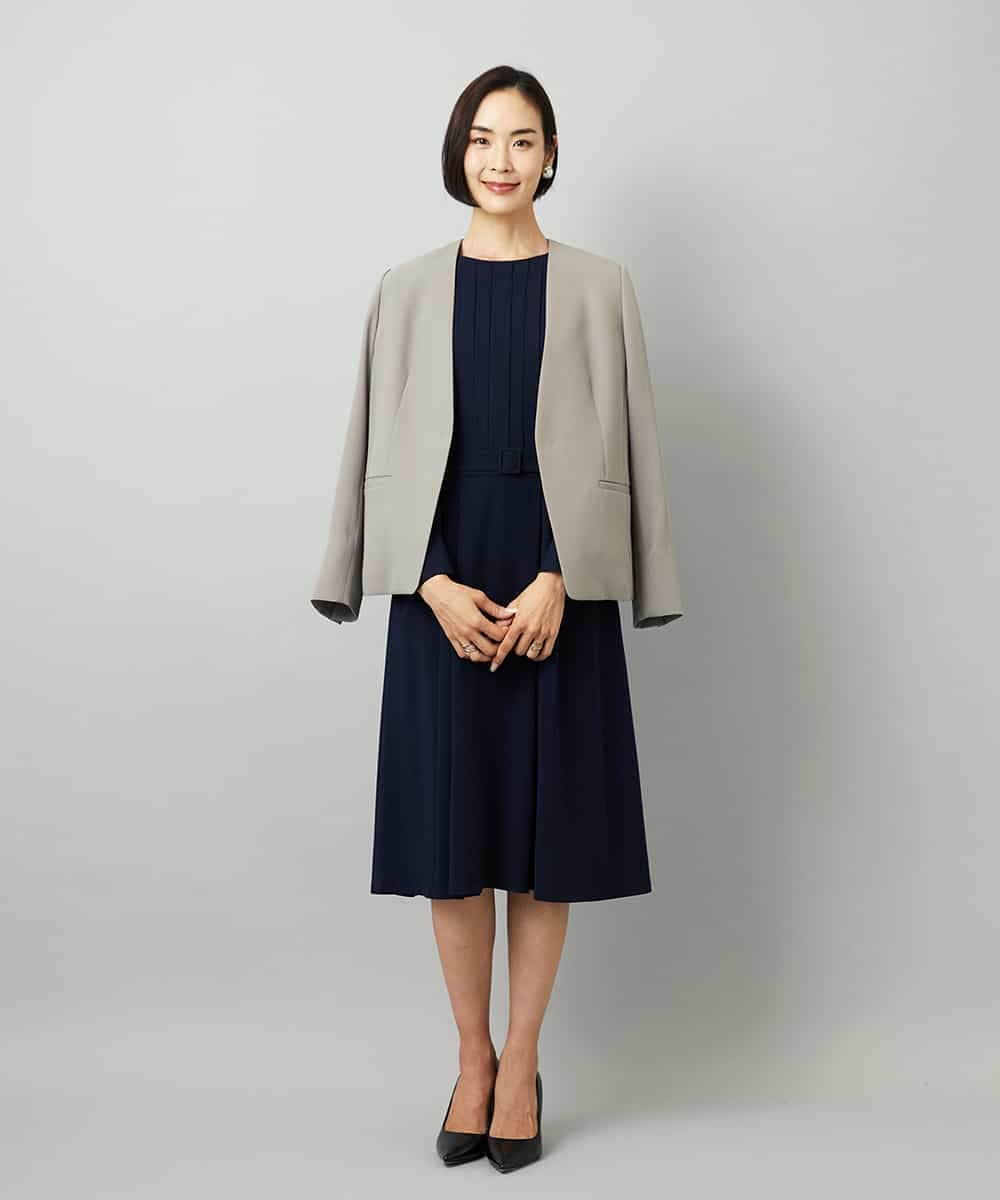 FMDAD25360 MICHEL KLEIN(ミッシェルクラン) [セットアップ対応]ノーカラージャケット ネイビー