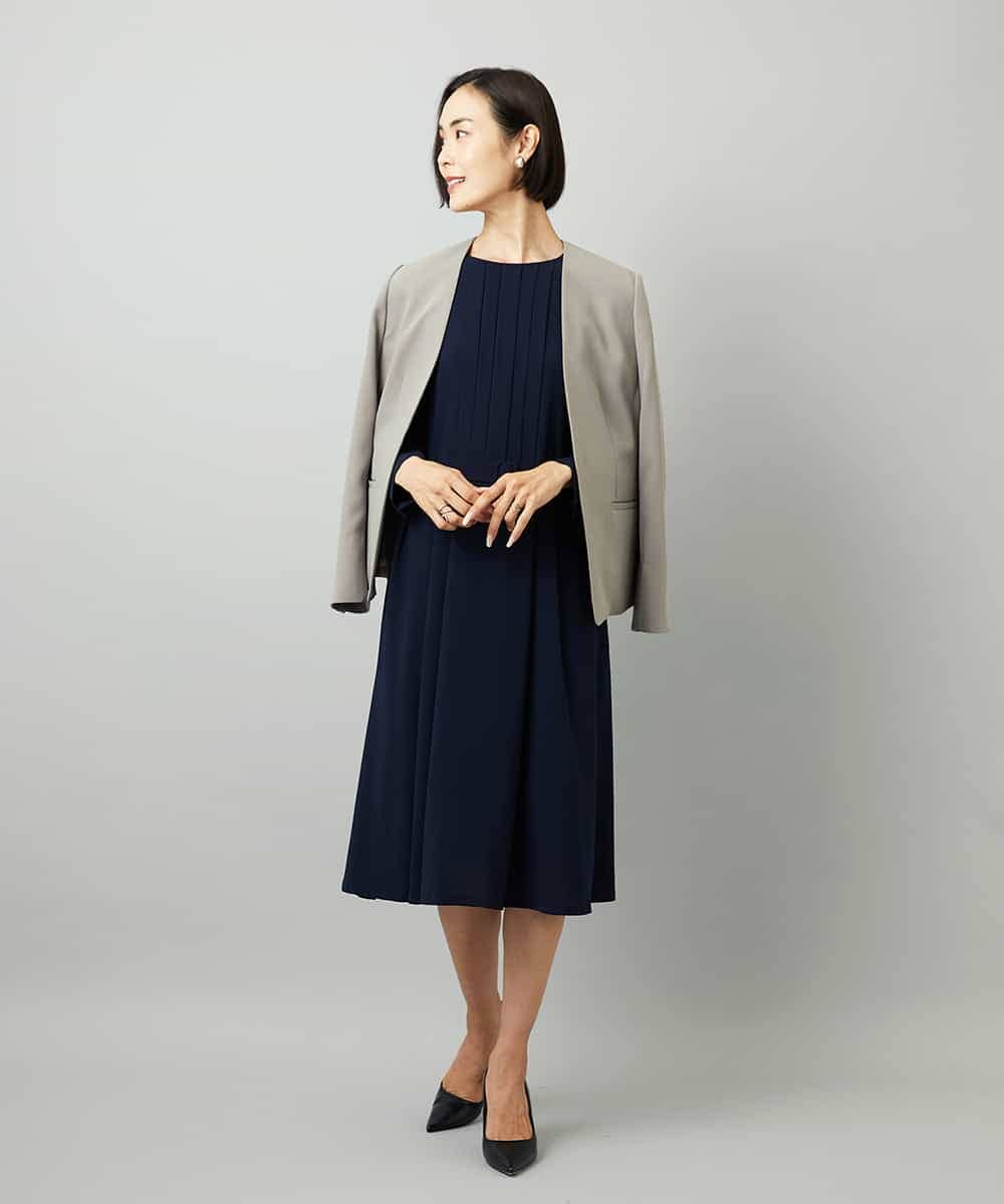 FMDAD25360 MICHEL KLEIN(ミッシェルクラン) [セットアップ対応]ノーカラージャケット ネイビー