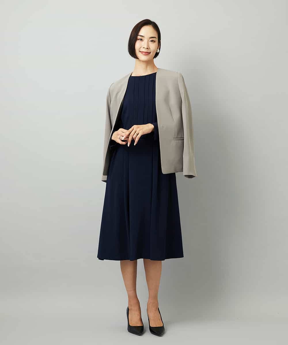 FMDAD25360 MICHEL KLEIN(ミッシェルクラン) [セットアップ対応]ノーカラージャケット ネイビー