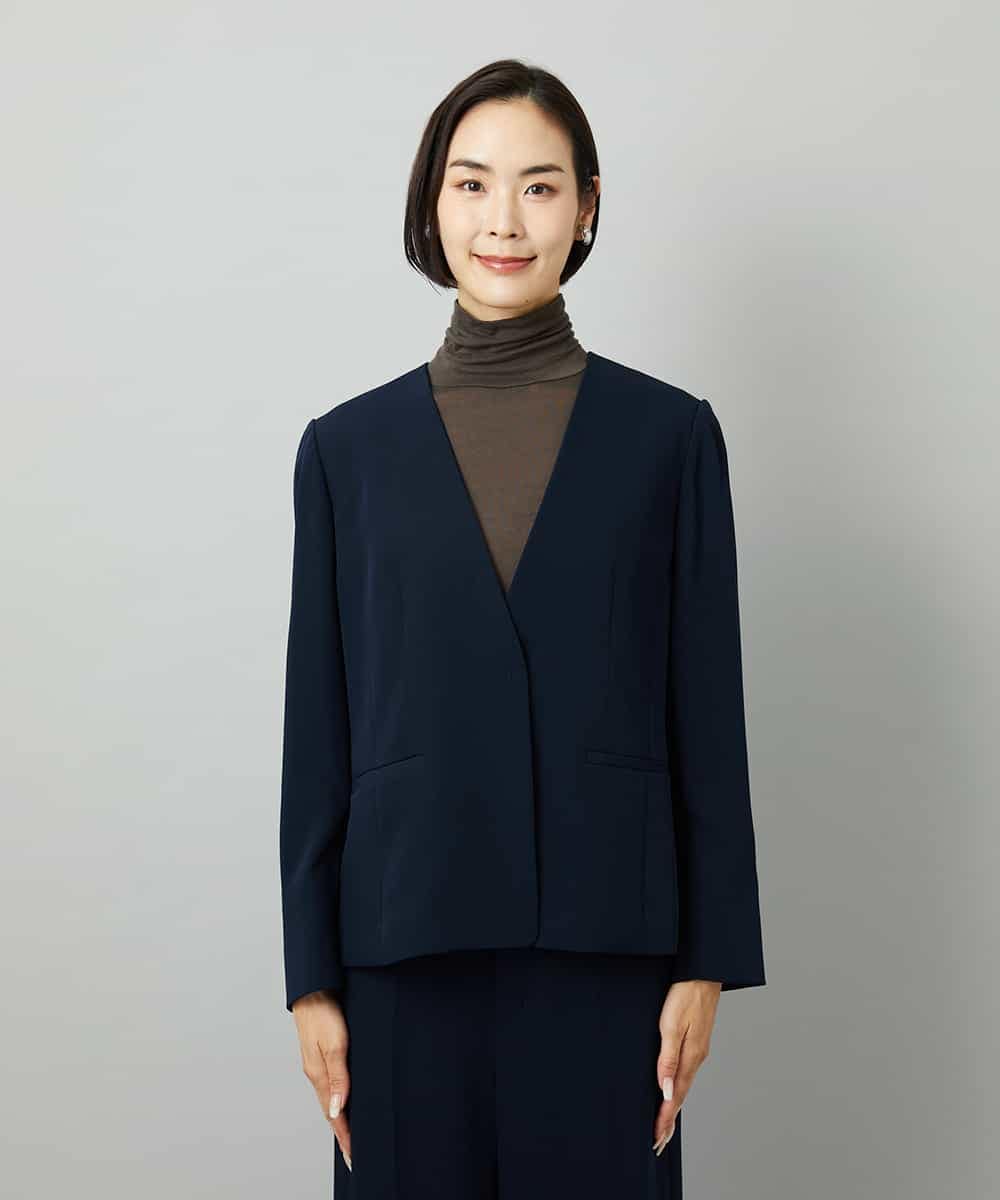 FMDAD25360 MICHEL KLEIN(ミッシェルクラン) [セットアップ対応]ノーカラージャケット ネイビー