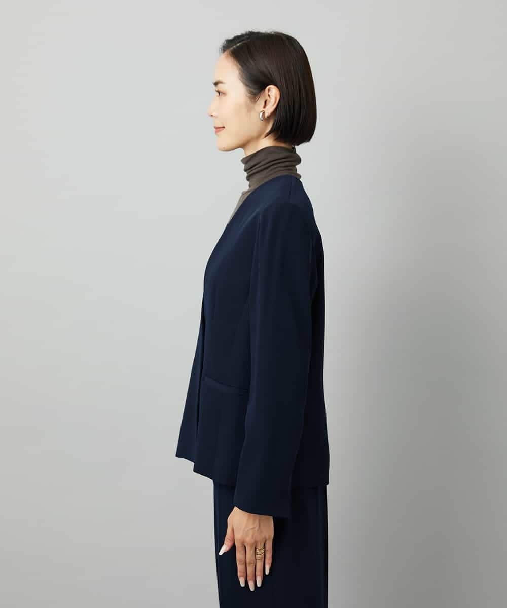 FMDAD25360 MICHEL KLEIN(ミッシェルクラン) [セットアップ対応]ノーカラージャケット ネイビー