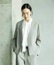 FMDAD25360 MICHEL KLEIN(ミッシェルクラン) [セットアップ対応]ノーカラージャケット ベージュ