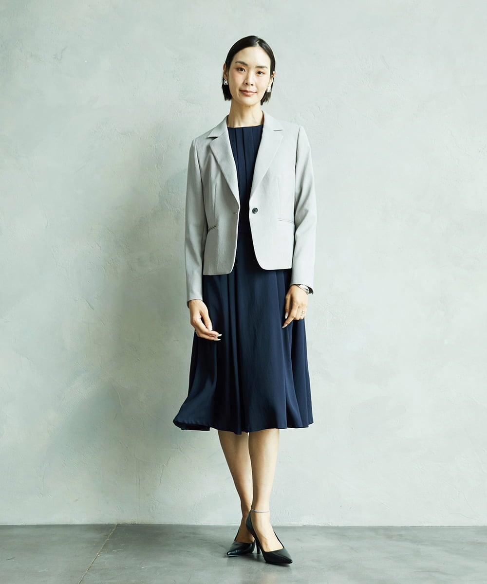 FMDAD35380 MICHEL KLEIN(ミッシェルクラン) [セットアップ対応]ノーカラージャケット グレー