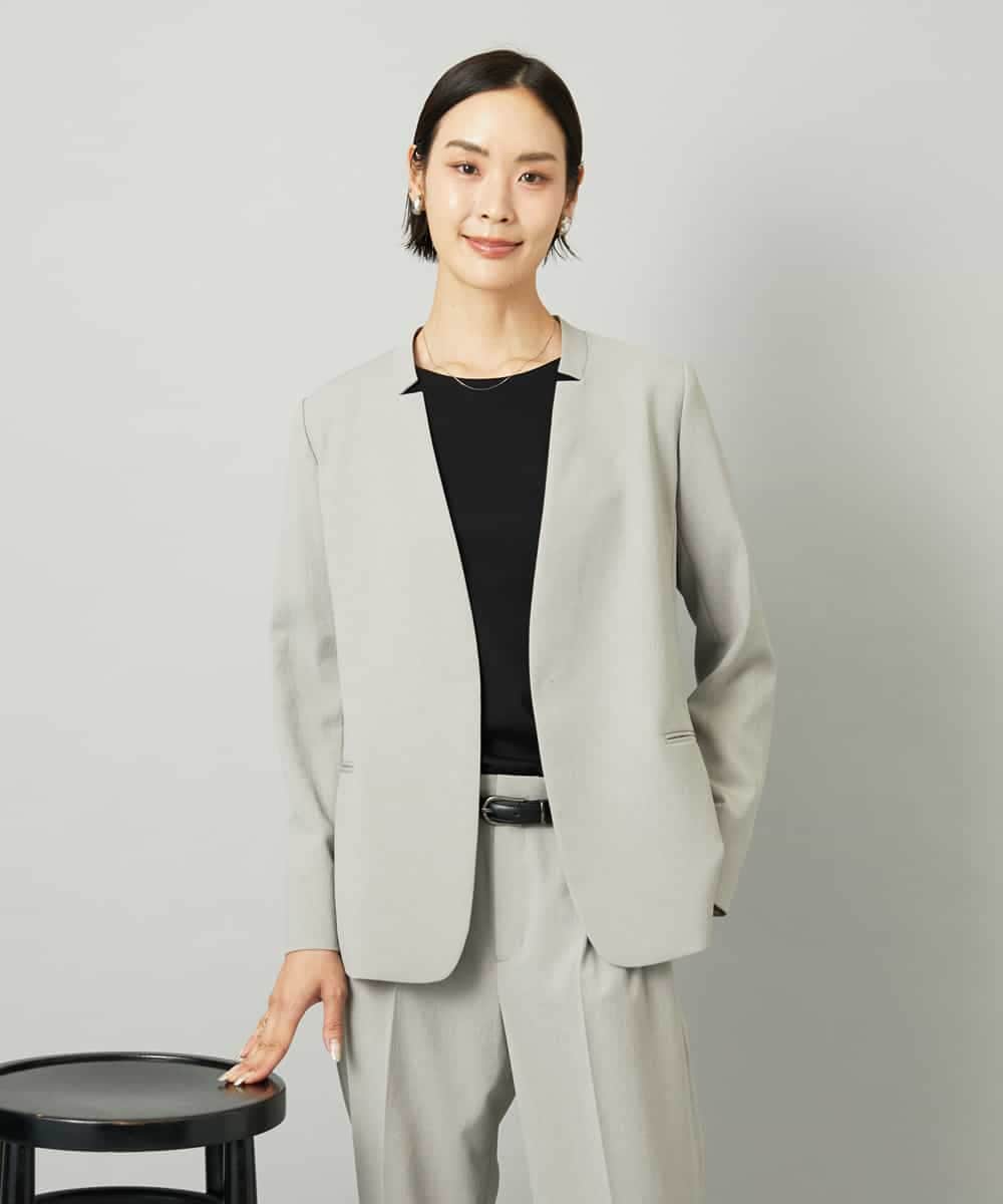 FMDAD35380 MICHEL KLEIN(ミッシェルクラン) [セットアップ対応]ノーカラージャケット グレー