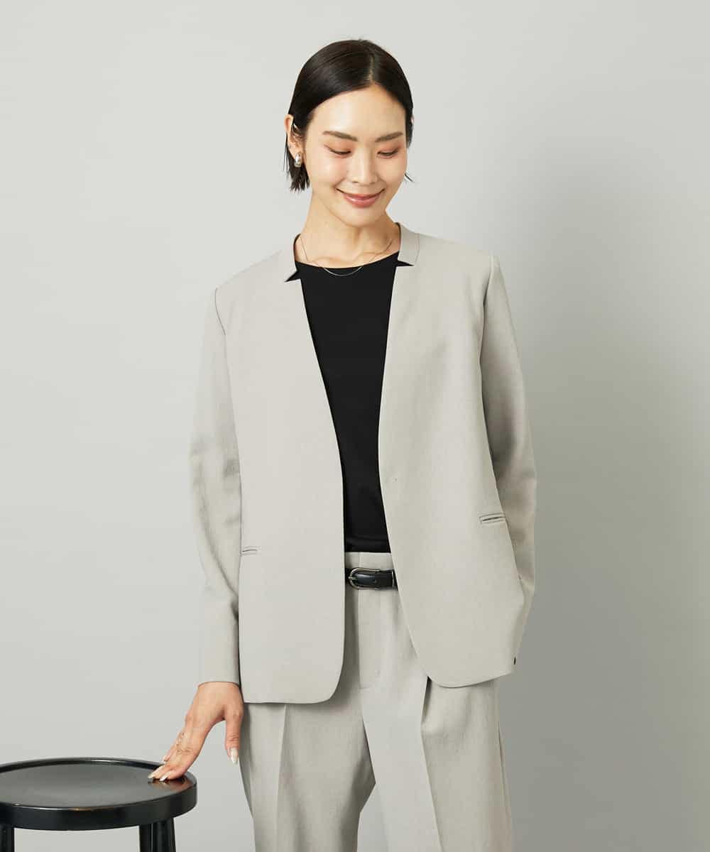 FMDAD35380 MICHEL KLEIN(ミッシェルクラン) [セットアップ対応]ノーカラージャケット グレー