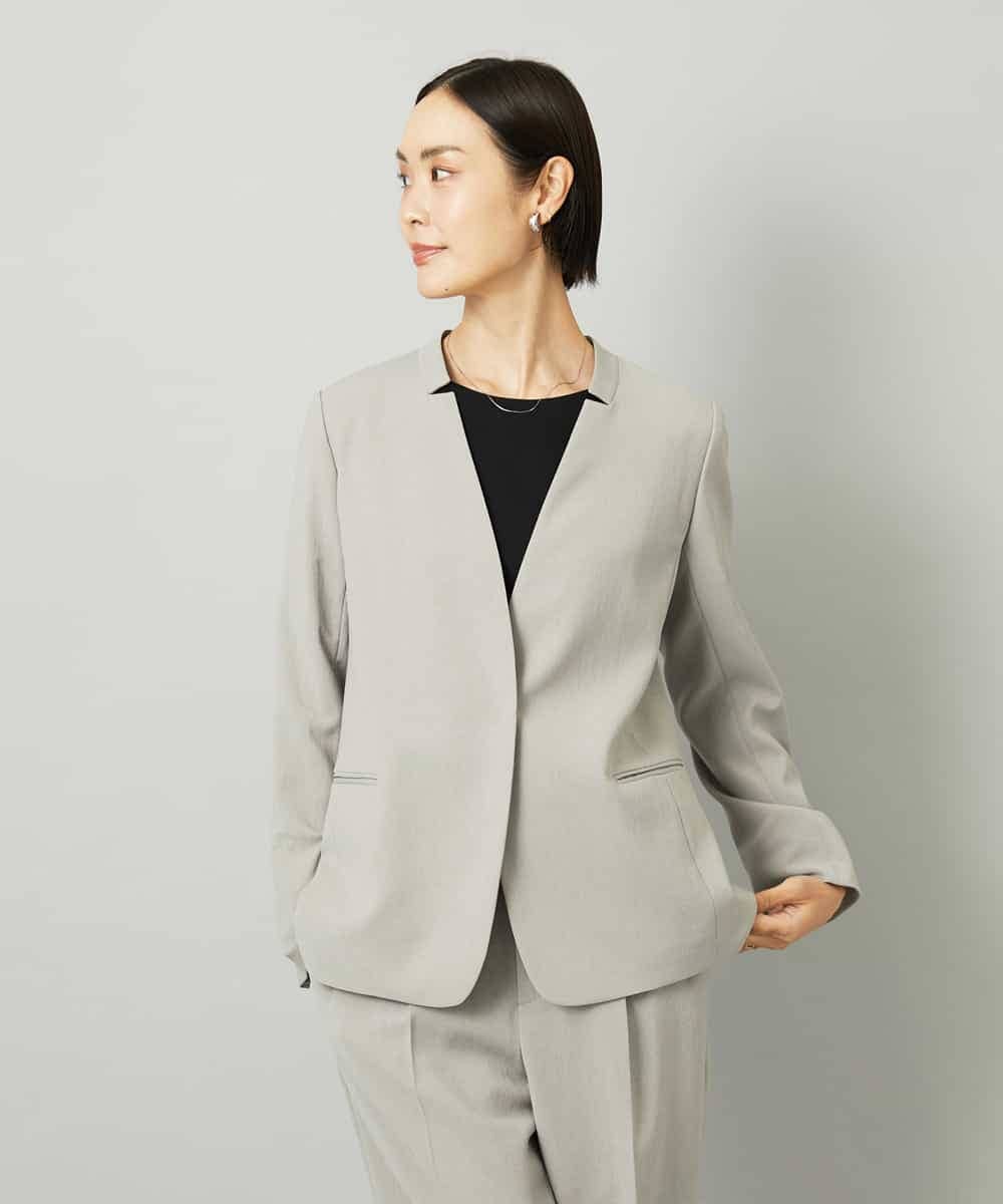 FMDAD35380 MICHEL KLEIN(ミッシェルクラン) [セットアップ対応]ノーカラージャケット グレー