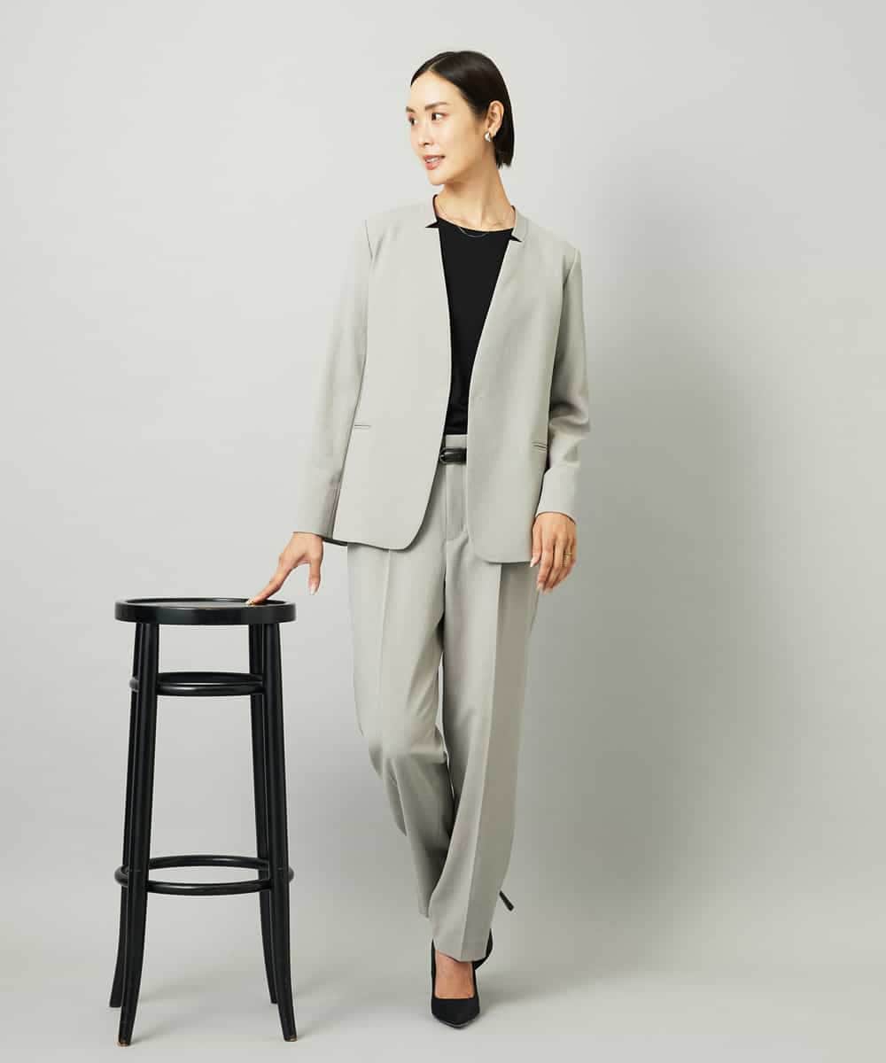 FMDAD35380 MICHEL KLEIN(ミッシェルクラン) [セットアップ対応]ノーカラージャケット グレー