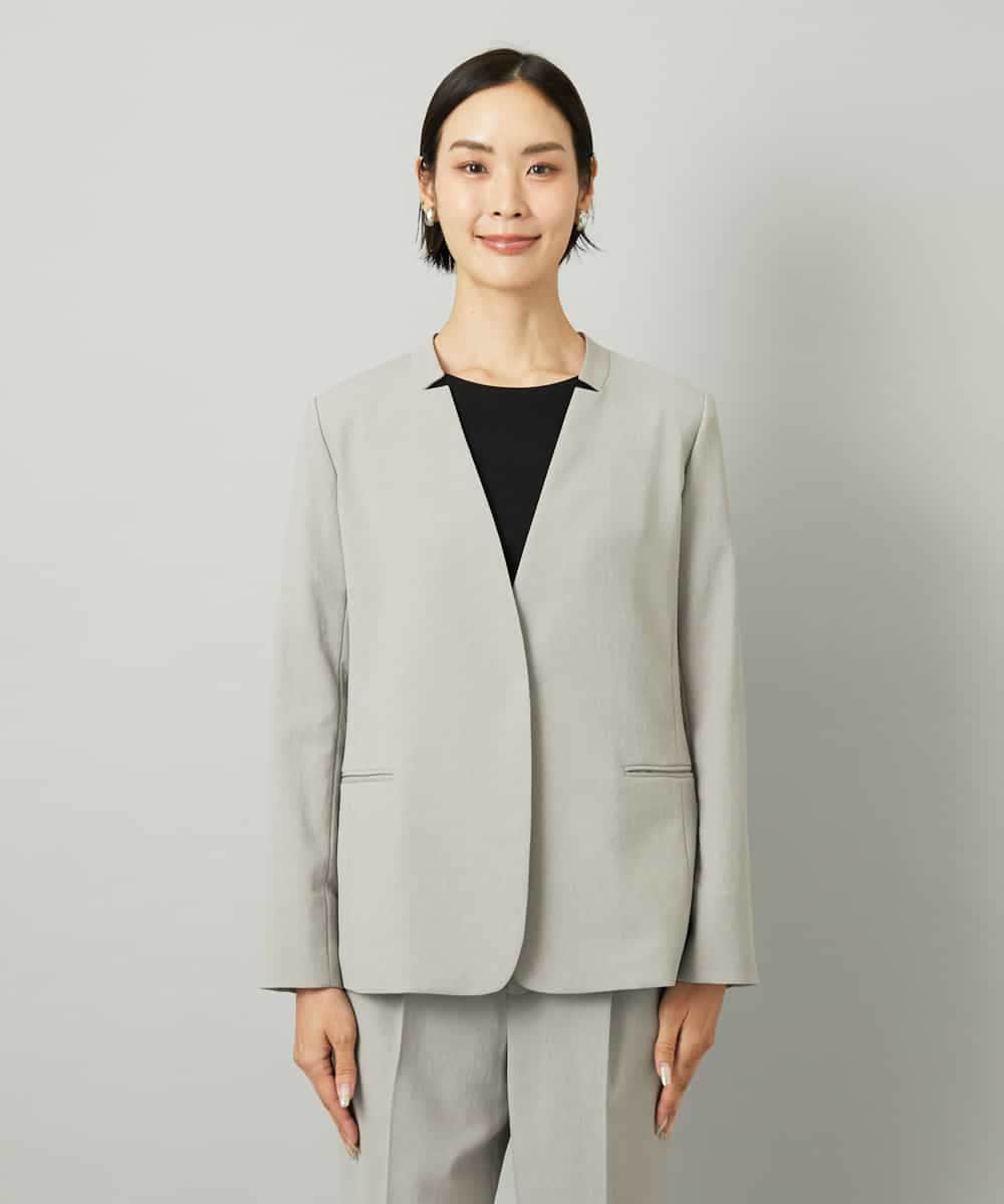 FMDAD35380 MICHEL KLEIN(ミッシェルクラン) [セットアップ対応]ノーカラージャケット グレー