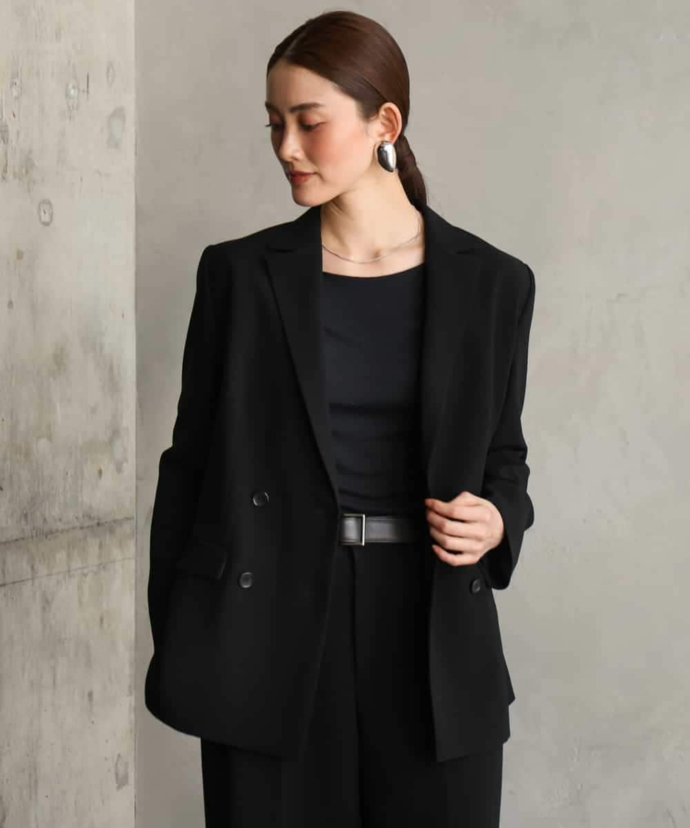 FMDAG23420 MICHEL KLEIN(ミッシェルクラン) [セットアップ対応]ダブルブレストテーラードジャケット ブラック