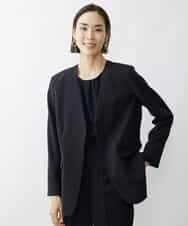 FMDAV35360 MICHEL KLEIN(ミッシェルクラン) [セットアップ対応]ストレッチツイルノーカラージャケット（総裏） ネイビー(57)