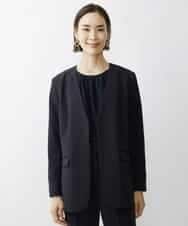 FMDAV35360 MICHEL KLEIN(ミッシェルクラン) [セットアップ対応]ストレッチツイルノーカラージャケット（総裏） ネイビー(57)