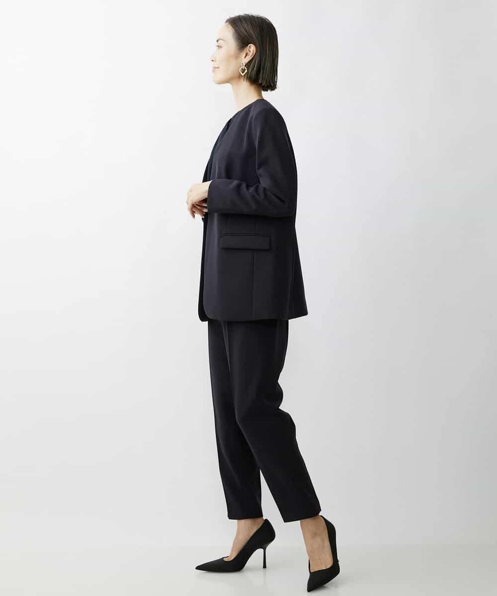 FMDAV35360 MICHEL KLEIN(ミッシェルクラン) [セットアップ対応]ストレッチツイルノーカラージャケット（総裏） ネイビー(57)