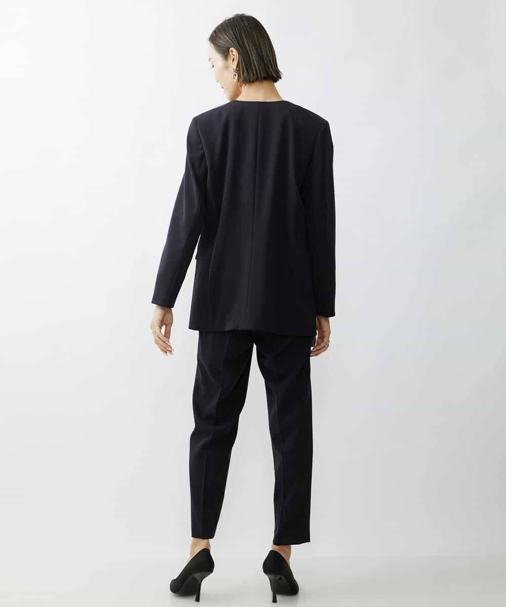 FMDAV35360 MICHEL KLEIN(ミッシェルクラン) [セットアップ対応]ストレッチツイルノーカラージャケット（総裏） ネイビー(57)