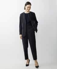 FMDAV35360 MICHEL KLEIN(ミッシェルクラン) [セットアップ対応]ストレッチツイルノーカラージャケット（総裏） ネイビー(57)