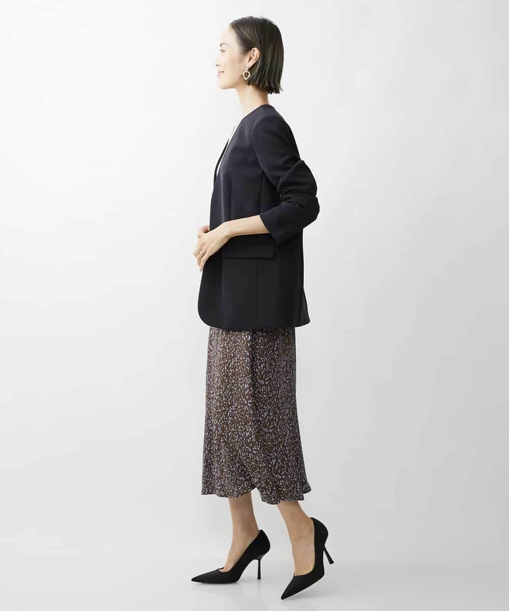 FMDAV35360 MICHEL KLEIN(ミッシェルクラン) [セットアップ対応]ストレッチツイルノーカラージャケット（総裏） ネイビー(57)