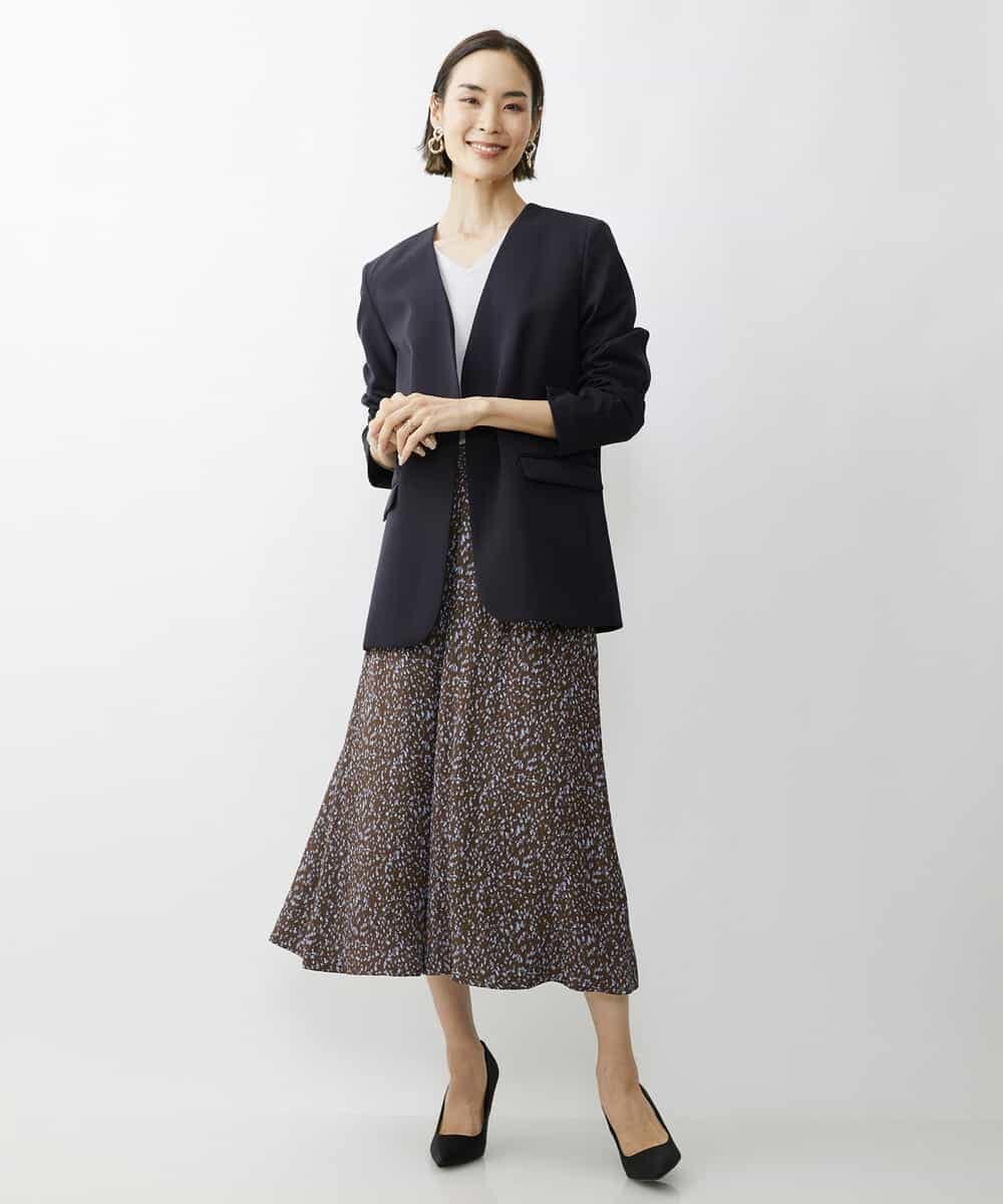 FMDAV35360 MICHEL KLEIN(ミッシェルクラン) [セットアップ対応]ストレッチツイルノーカラージャケット（総裏） ネイビー(57)