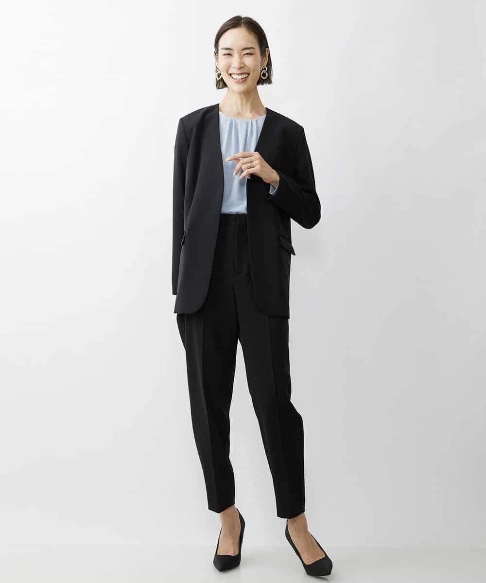 FMDAV35360 MICHEL KLEIN(ミッシェルクラン) [セットアップ対応]ストレッチツイルノーカラージャケット（総裏） ネイビー(57)