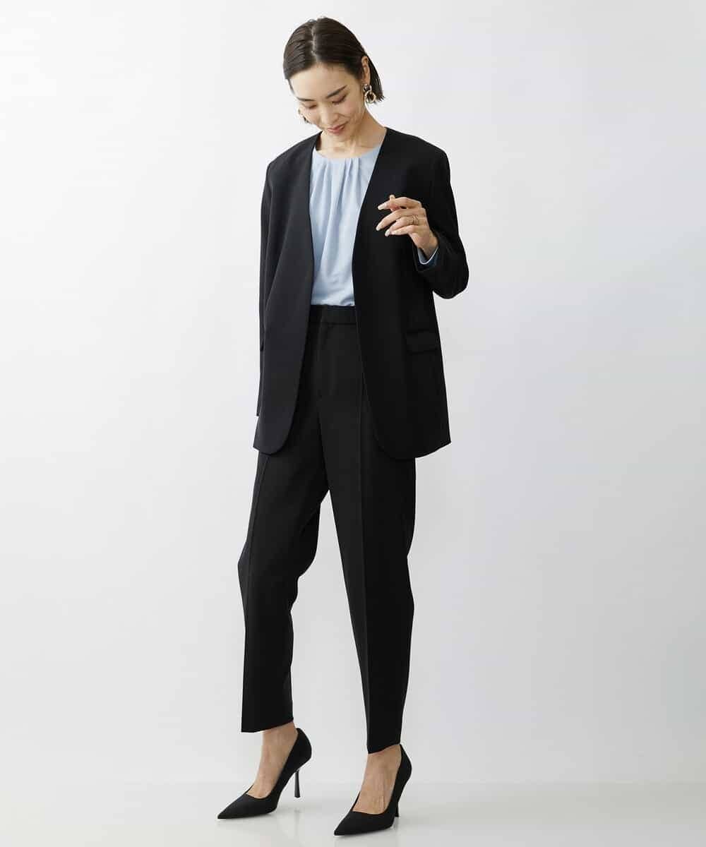 FMDAV35360 MICHEL KLEIN(ミッシェルクラン) [セットアップ対応]ストレッチツイルノーカラージャケット（総裏） ネイビー(57)