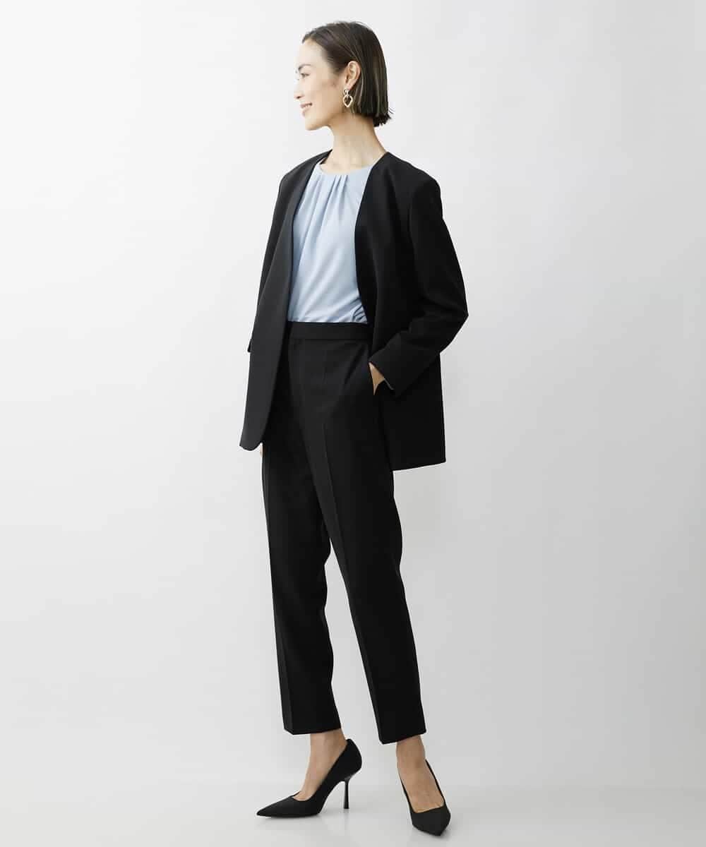 FMDAV35360 MICHEL KLEIN(ミッシェルクラン) [セットアップ対応]ストレッチツイルノーカラージャケット（総裏） ネイビー(57)