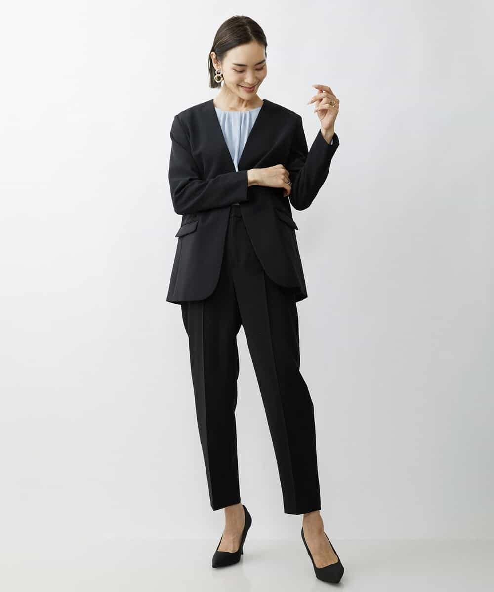 FMDAV35360 MICHEL KLEIN(ミッシェルクラン) [セットアップ対応]ストレッチツイルノーカラージャケット（総裏） ネイビー(57)