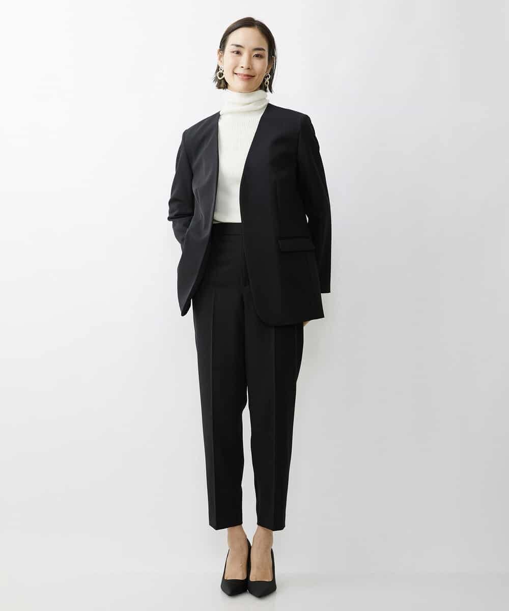 FMDAV35360 MICHEL KLEIN(ミッシェルクラン) [セットアップ対応]ストレッチツイルノーカラージャケット（総裏） ネイビー(57)