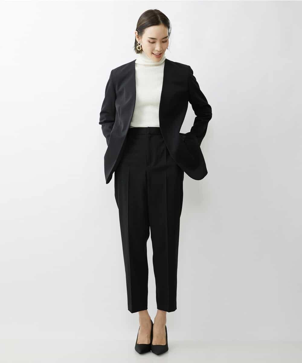 FMDAV35360 MICHEL KLEIN(ミッシェルクラン) [セットアップ対応]ストレッチツイルノーカラージャケット（総裏） ネイビー(57)