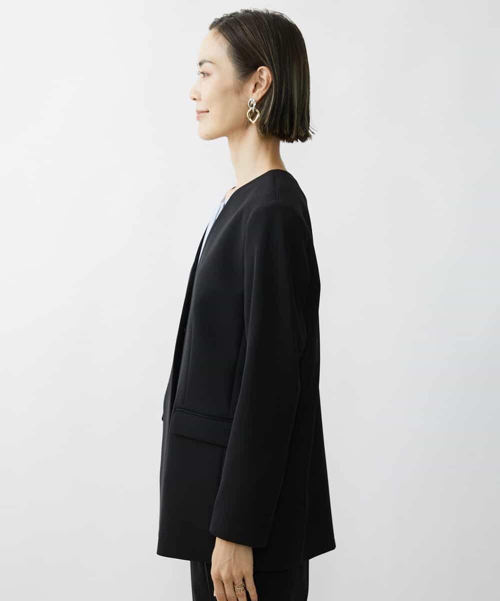 FMDAV35360 MICHEL KLEIN(ミッシェルクラン) [セットアップ対応]ストレッチツイルノーカラージャケット（総裏） ネイビー(57)