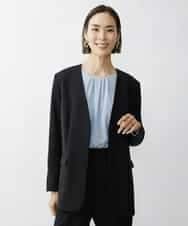 FMDAV35360 MICHEL KLEIN(ミッシェルクラン) [セットアップ対応]ストレッチツイルノーカラージャケット（総裏） ブラック(94)