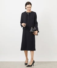 FMDDA01380 MICHEL KLEIN(ミッシェルクラン) ［セットアップ対応/洗える］ノーカラーツイードジャケット グレー