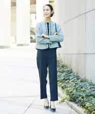 FMDDA01380 MICHEL KLEIN(ミッシェルクラン) ［セットアップ対応/洗える］ノーカラーツイードジャケット グレー