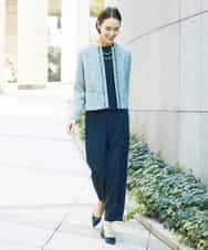 FMDDA01380 MICHEL KLEIN(ミッシェルクラン) ［セットアップ対応/洗える］ノーカラーツイードジャケット グレー