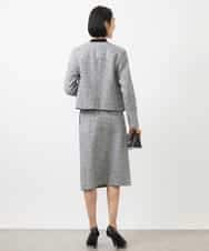 FMDDA01380 MICHEL KLEIN(ミッシェルクラン) ［セットアップ対応/洗える］ノーカラーツイードジャケット グレー
