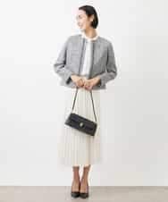 FMDDA01380 MICHEL KLEIN(ミッシェルクラン) ［セットアップ対応/洗える］ノーカラーツイードジャケット グレー