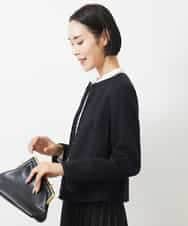 FMDDA01380 MICHEL KLEIN(ミッシェルクラン) ［セットアップ対応/洗える］ノーカラーツイードジャケット グレー