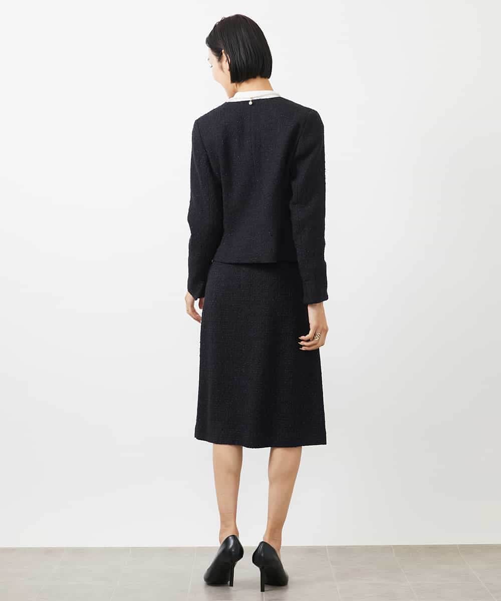 FMDDA01380 MICHEL KLEIN(ミッシェルクラン) ［セットアップ対応/洗える］ノーカラーツイードジャケット グレー