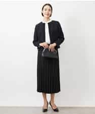 FMDDA01380 MICHEL KLEIN(ミッシェルクラン) ［セットアップ対応/洗える］ノーカラーツイードジャケット グレー