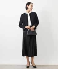FMDDA01380 MICHEL KLEIN(ミッシェルクラン) ［セットアップ対応/洗える］ノーカラーツイードジャケット グレー