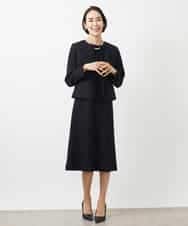 FMDDA01380 MICHEL KLEIN(ミッシェルクラン) ［セットアップ対応/洗える］ノーカラーツイードジャケット グレー