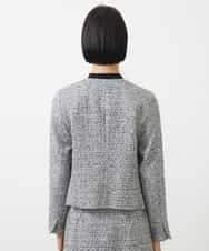 FMDDA01380 MICHEL KLEIN(ミッシェルクラン) ［セットアップ対応/洗える］ノーカラーツイードジャケット グレー