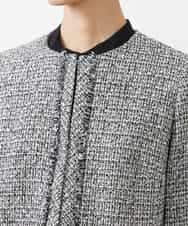 FMDDA01380 MICHEL KLEIN(ミッシェルクラン) ［セットアップ対応/洗える］ノーカラーツイードジャケット グレー
