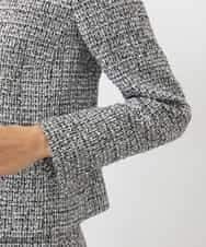 FMDDA01380 MICHEL KLEIN(ミッシェルクラン) ［セットアップ対応/洗える］ノーカラーツイードジャケット グレー