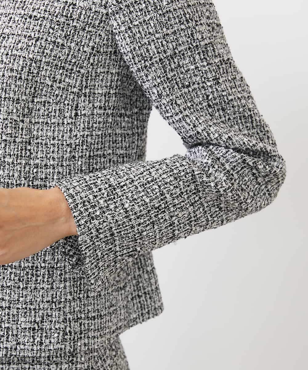 FMDDA01380 MICHEL KLEIN(ミッシェルクラン) ［セットアップ対応/洗える］ノーカラーツイードジャケット グレー
