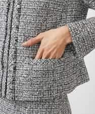 FMDDA01380 MICHEL KLEIN(ミッシェルクラン) ［セットアップ対応/洗える］ノーカラーツイードジャケット グレー