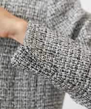 FMDDA01380 MICHEL KLEIN(ミッシェルクラン) ［セットアップ対応/洗える］ノーカラーツイードジャケット グレー