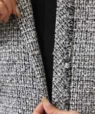 FMDDA01380 MICHEL KLEIN(ミッシェルクラン) ［セットアップ対応/洗える］ノーカラーツイードジャケット グレー