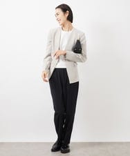 FMDDA04360 MICHEL KLEIN(ミッシェルクラン) ［セットアップ対応］ツイルノーカラージャケット(多機能素材) ライトグレー