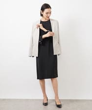 FMDDA04360 MICHEL KLEIN(ミッシェルクラン) ［セットアップ対応］ツイルノーカラージャケット(多機能素材) ライトグレー